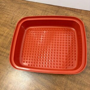 Vintage Tupperware Meat Marinader Container NO Lid Paprika Red 12 x 10" Cl